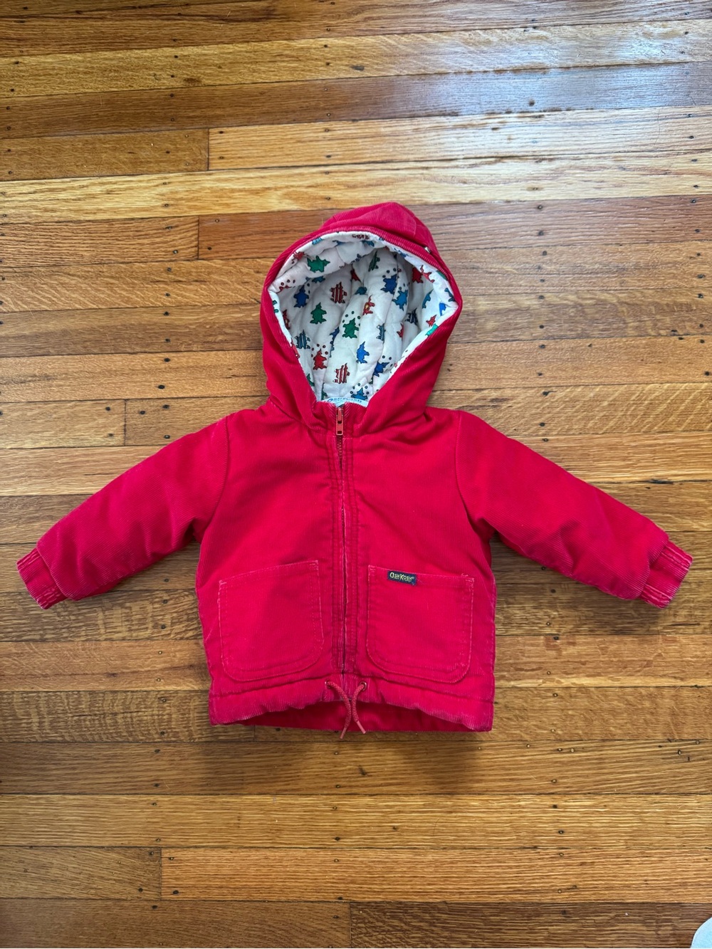 vintage OshKosh B'gosh red corduroy hooded jacket 12m